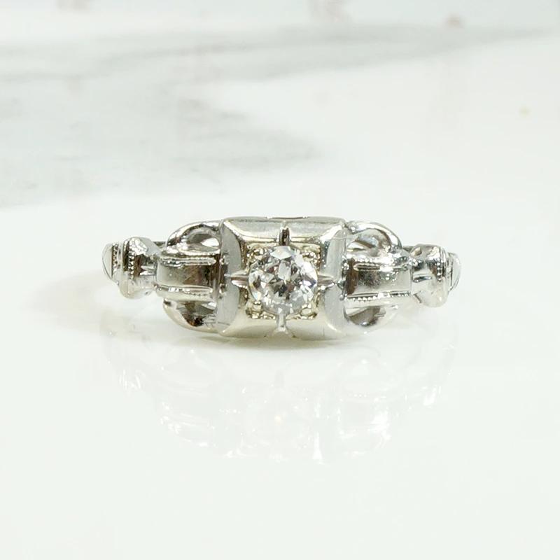 Sweet 1930s Diamond Buckle Engagement Ring