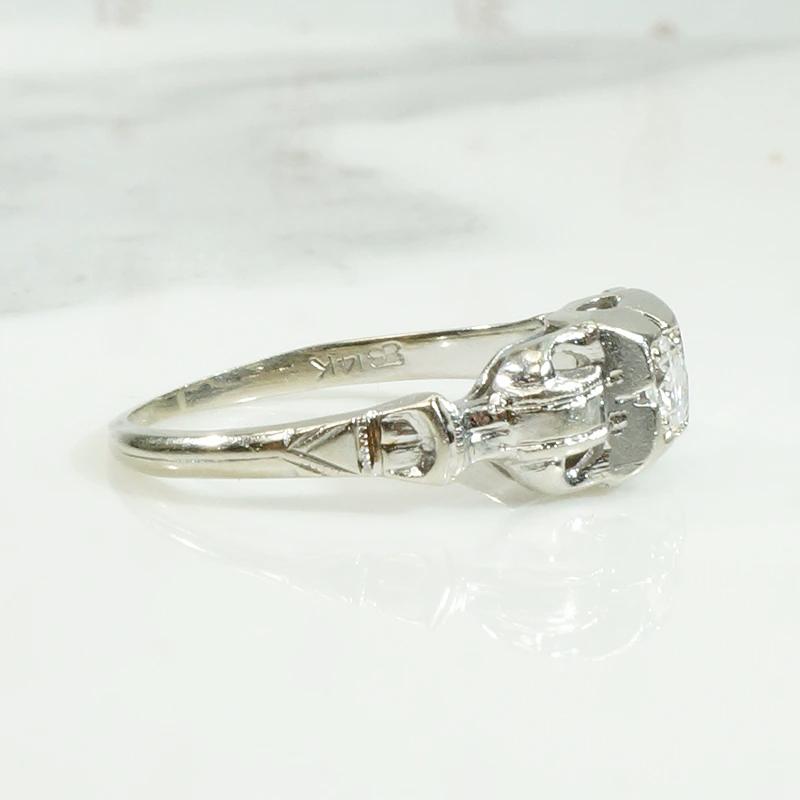 Sweet 1930s Diamond Buckle Engagement Ring