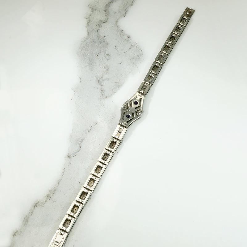 Silver Filigree Line Bracelet with Amethyst