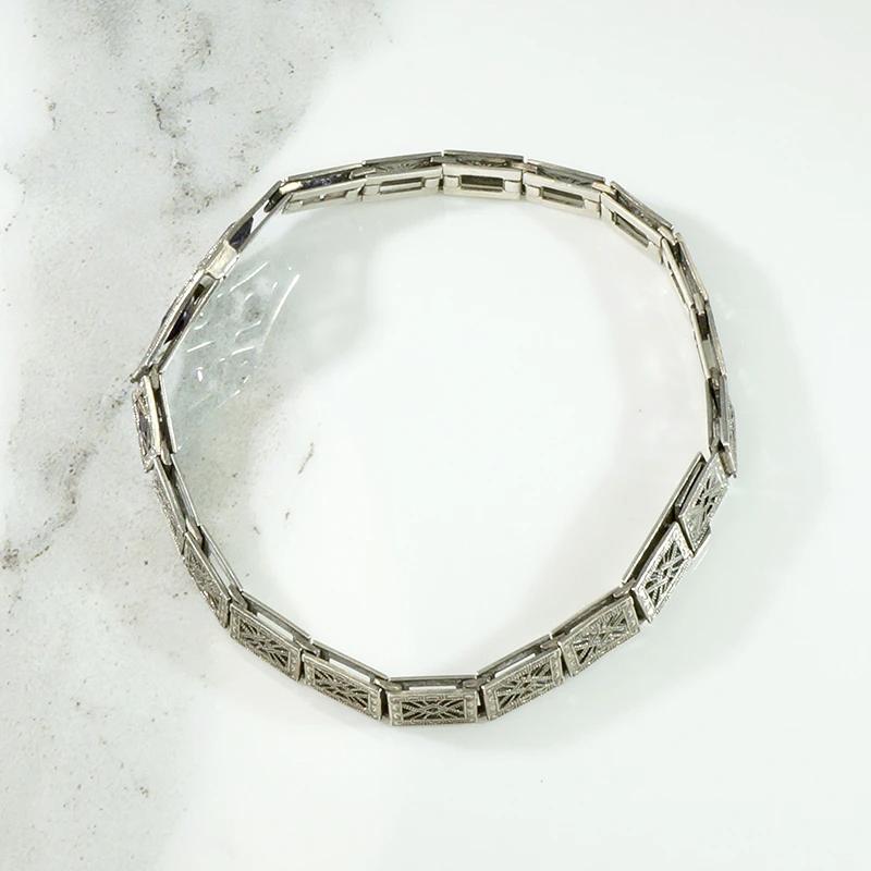 Silver Filigree Line Bracelet with Amethyst