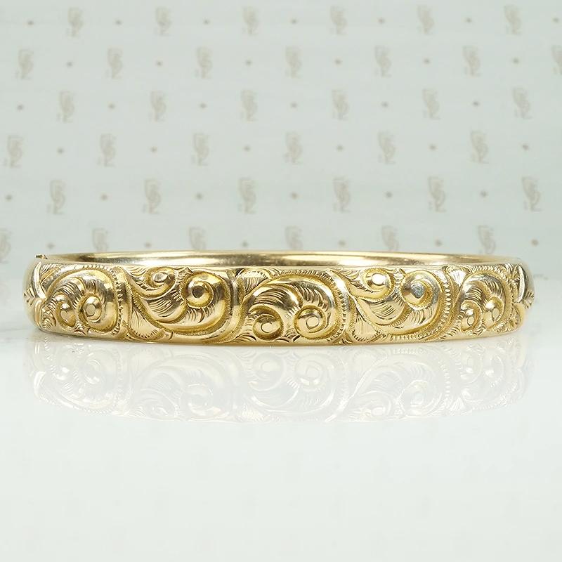 Edwardian Bangle with Lush Scrollwork