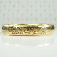 Floral Engraved Gold Filled Bangle Bracelet