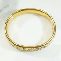 Floral Engraved Gold Filled Bangle Bracelet