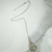 Deco White Gold Filigree Diamond Pendant