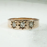Handsome Old Mine Diamond Band in Rosy Gold