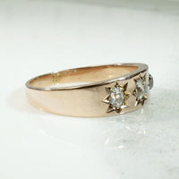 Handsome Old Mine Diamond Band in Rosy Gold