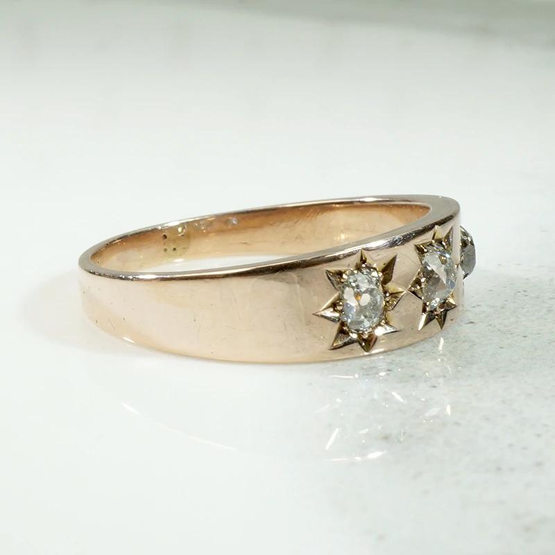 Handsome Old Mine Diamond Band in Rosy Gold