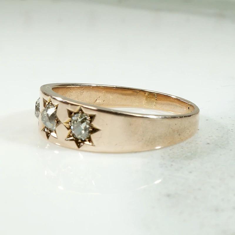 Handsome Old Mine Diamond Band in Rosy Gold