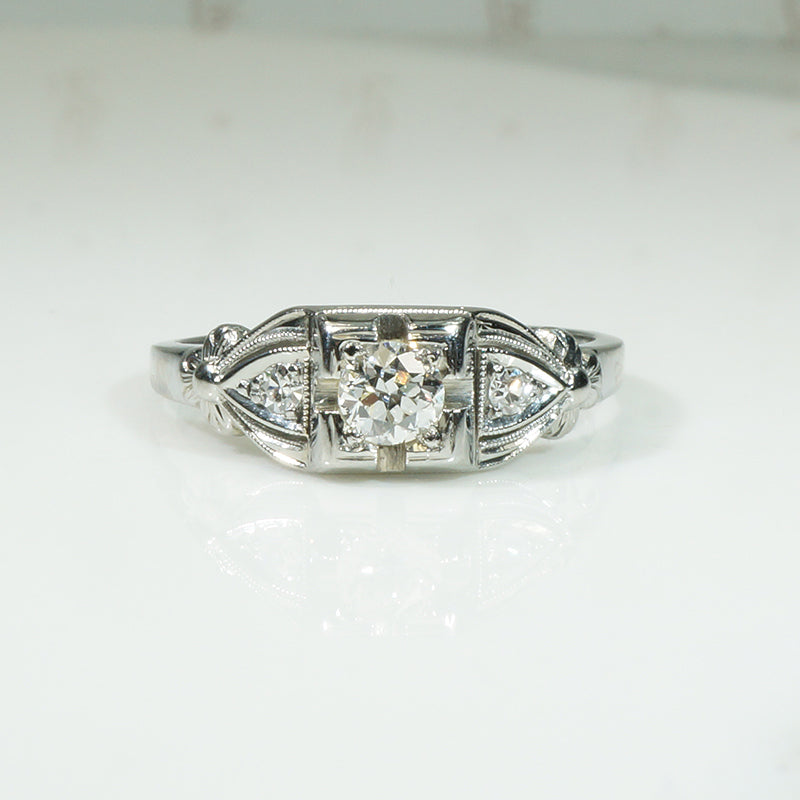 Beautiful 1930's White Gold Diamond Engagement Ring