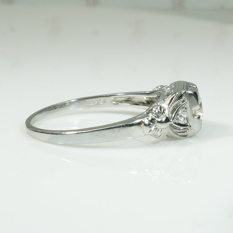 Beautiful 1930's White Gold Diamond Engagement Ring