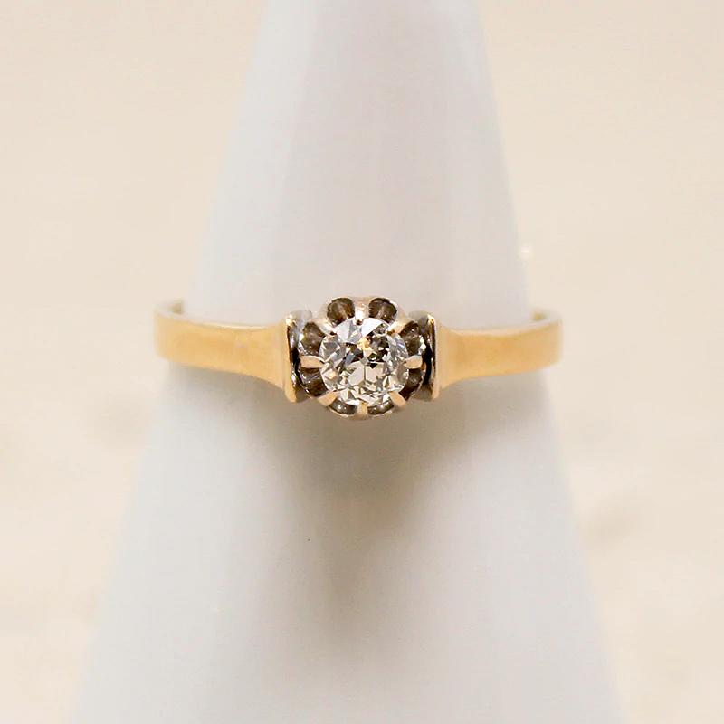 Edwardian Old Mine Diamond in 18k Engagement Ring