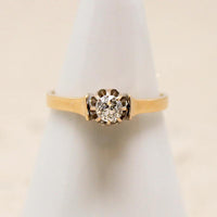 Edwardian Old Mine Diamond in 18k Engagement Ring