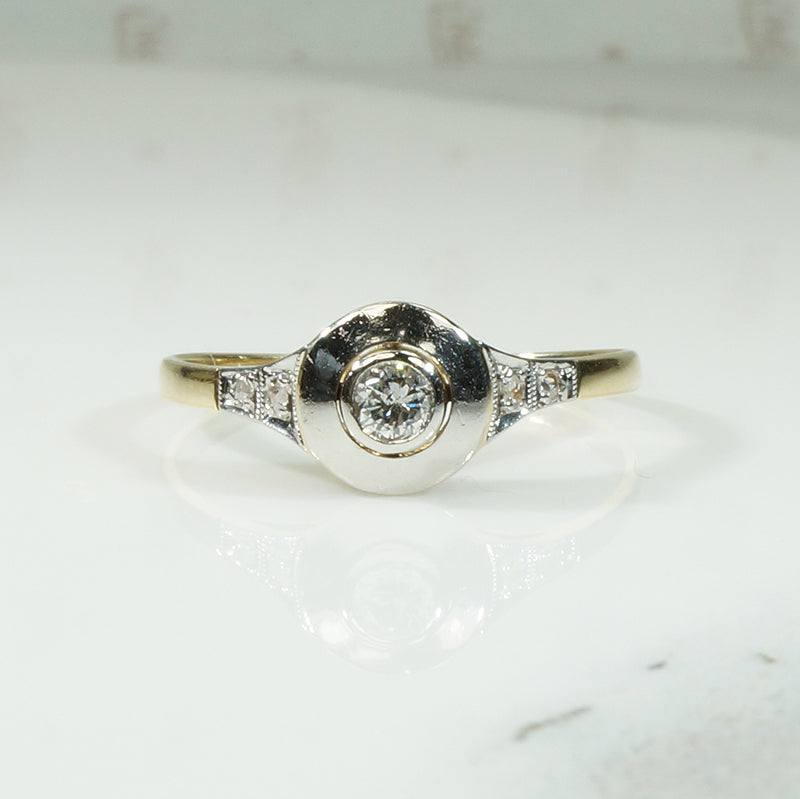 Platinum and Gold Target Engagement Ring