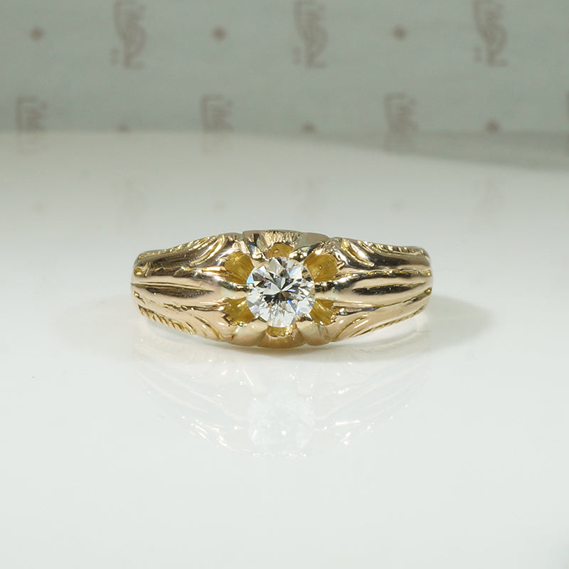 Art Nouveau Gold Diamond Belcher Ring