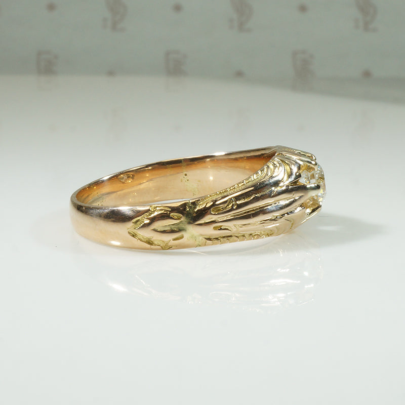Art Nouveau Gold Diamond Belcher Ring