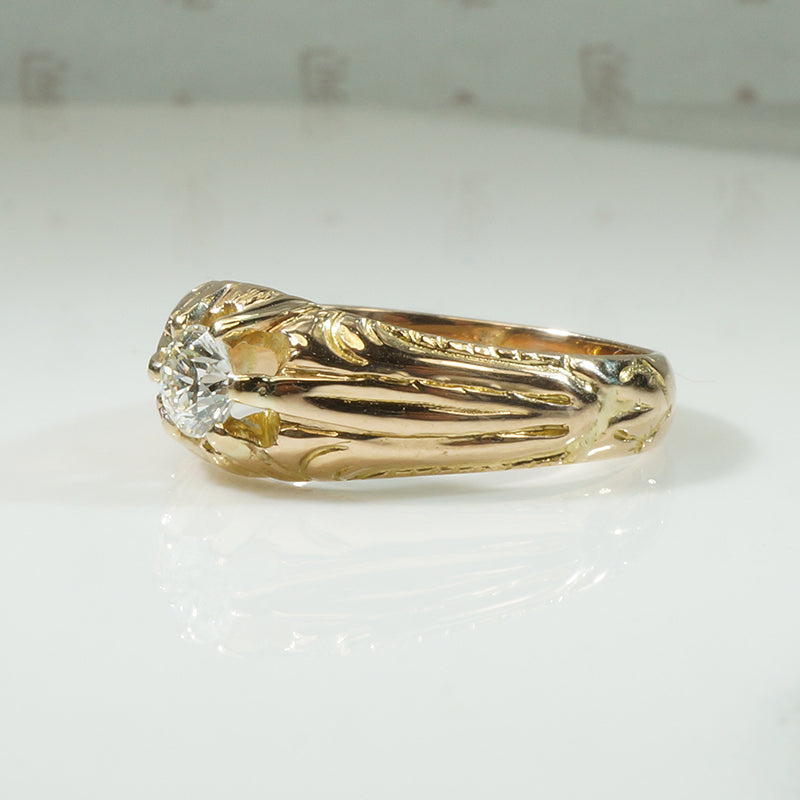 Art Nouveau Gold Diamond Belcher Ring