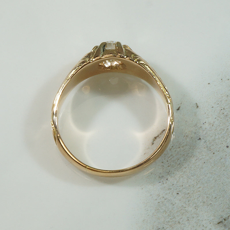 Art Nouveau Gold Diamond Belcher Ring