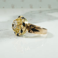 French 18k Enamel 19thc Diamond Ring