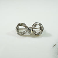 Little Platinum Diamond Bow Brooch