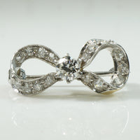 Little Platinum Diamond Bow Brooch