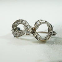 Little Platinum Diamond Bow Brooch