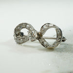 Little Platinum Diamond Bow Brooch
