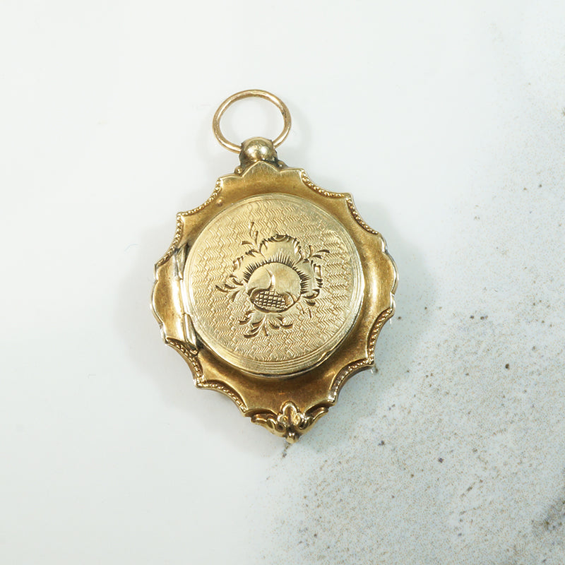 Hairwork Portrait Gold Locket c1850