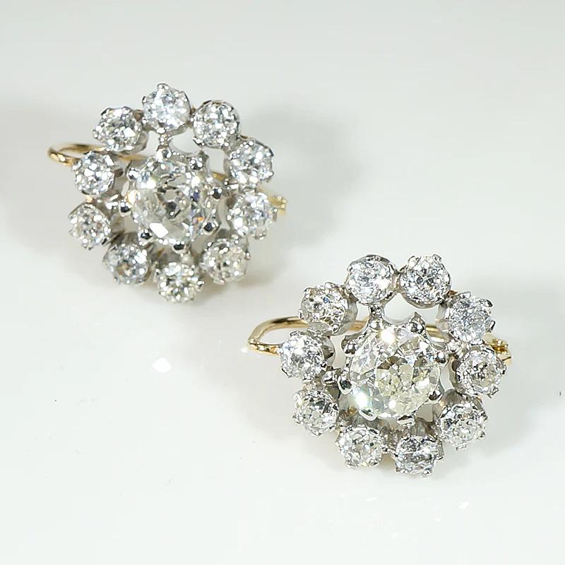 Dazzling Italian Diamond Cluster Earrings