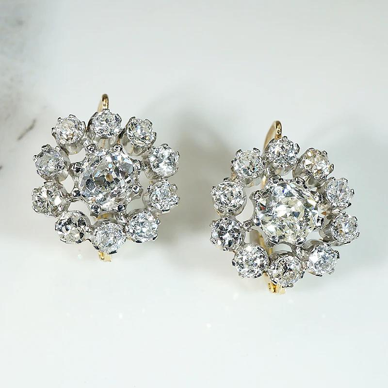 Dazzling Italian Diamond Cluster Earrings