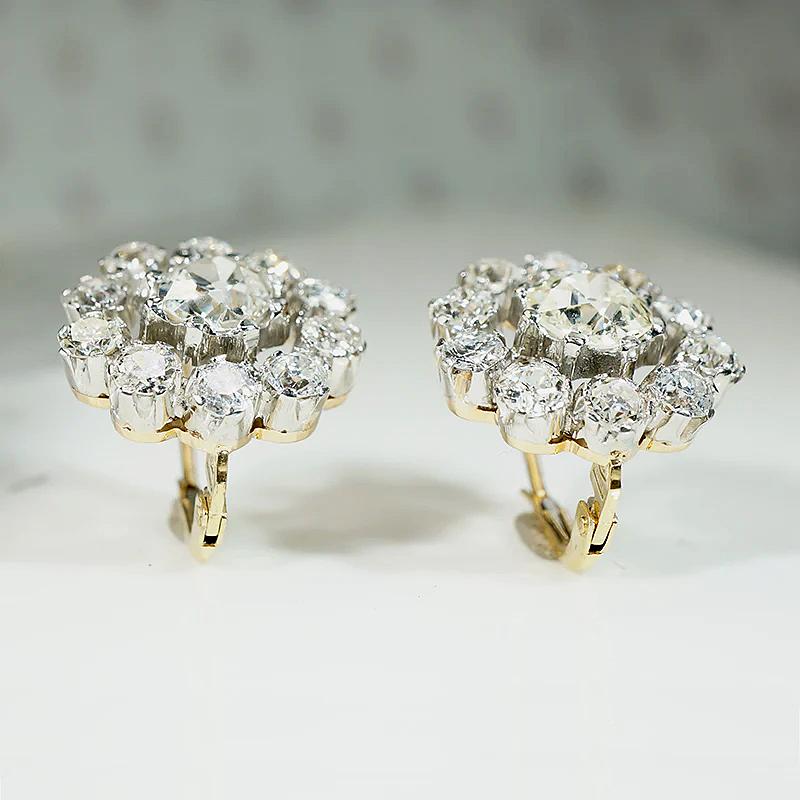 Dazzling Italian Diamond Cluster Earrings