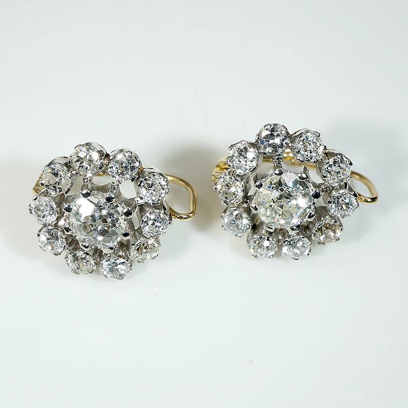 Dazzling Italian Diamond Cluster Earrings