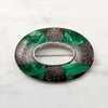 Stunning Malachite & Dinosaur Bone Scottish Pebble Brooch
