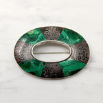 Stunning Malachite & Dinosaur Bone Scottish Pebble Brooch