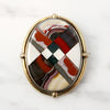 Colorful Inlay in Gold Scottish Pebble Brooch