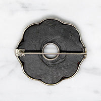 Pretty Flower Pebble Brooch with Agate Petals