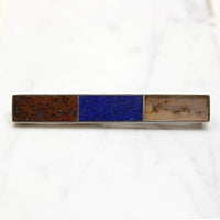 Sophisticated Lapis & Agate Scottish Pebble Bar Pin