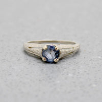 Filigreed White Gold & Sapphire Solitaire Ring