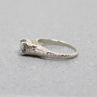 Filigreed White Gold & Sapphire Solitaire Ring