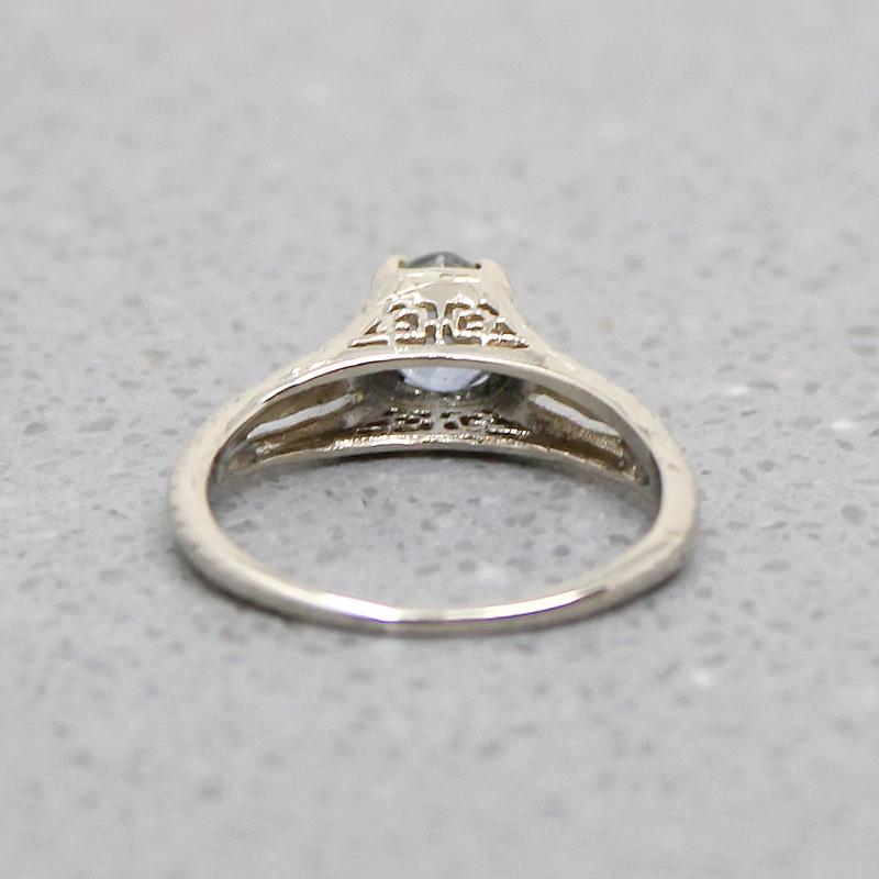 Filigreed White Gold & Sapphire Solitaire Ring
