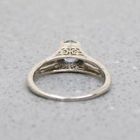 Filigreed White Gold & Sapphire Solitaire Ring