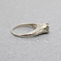 Filigreed White Gold & Sapphire Solitaire Ring