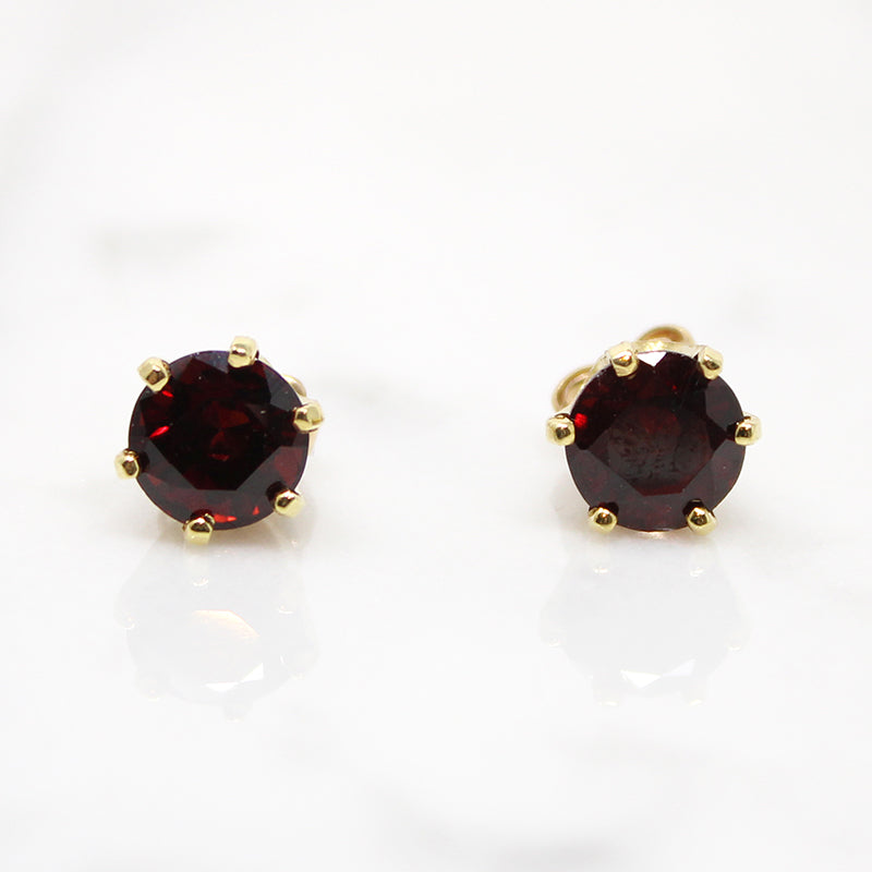 Claret-Colored Garnet & Gold Vintage Studs