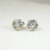 Art Deco Engraved Hexagon Diamond Studs