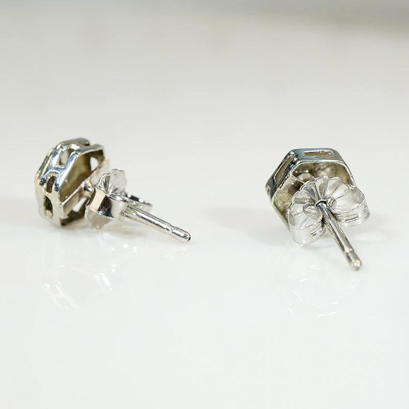 Art Deco Engraved Hexagon Diamond Studs