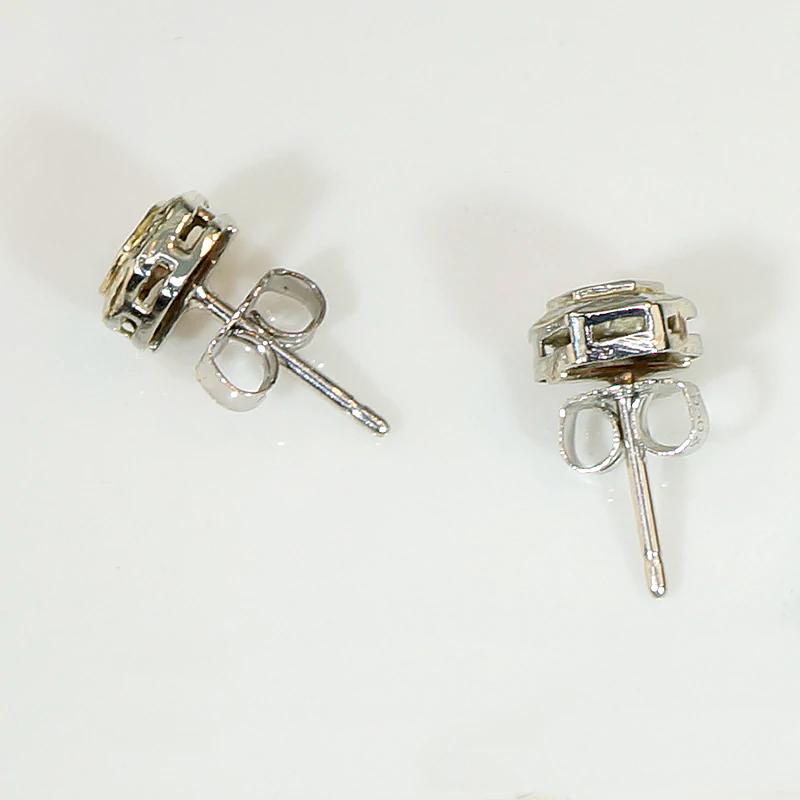 Art Deco Engraved Hexagon Diamond Studs