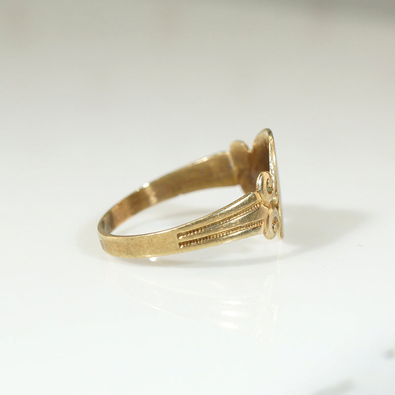 Miniature Gold Engraved Initial Signet Ring