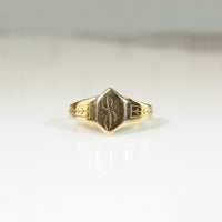 Engraved Arts & Crafts Tiny Signet Ring
