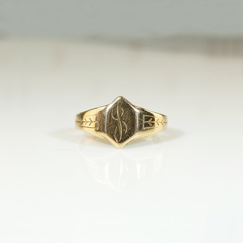 Engraved Arts & Crafts Tiny Signet Ring