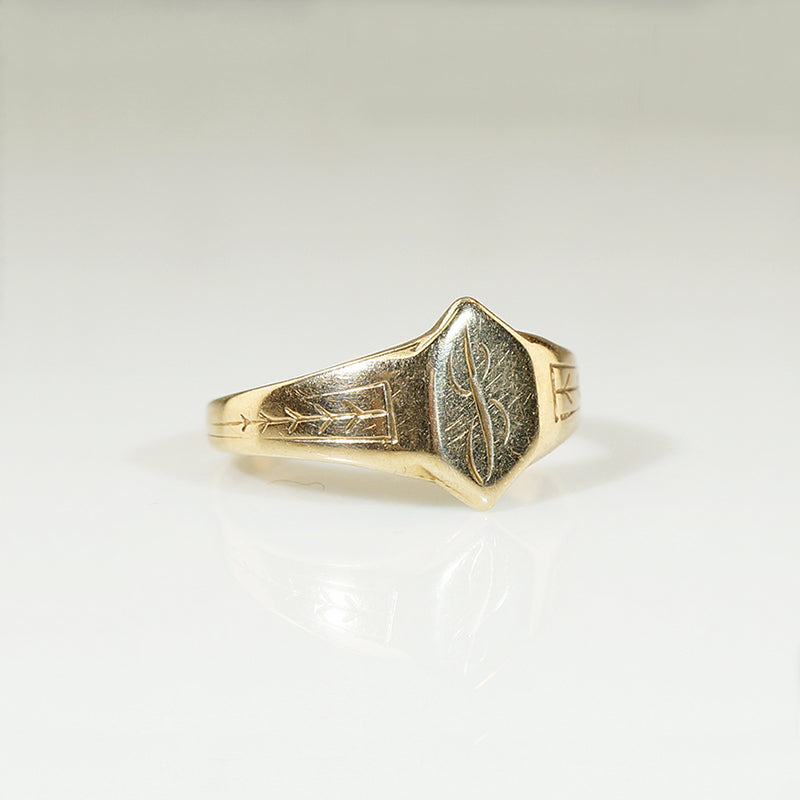 Engraved Arts & Crafts Tiny Signet Ring
