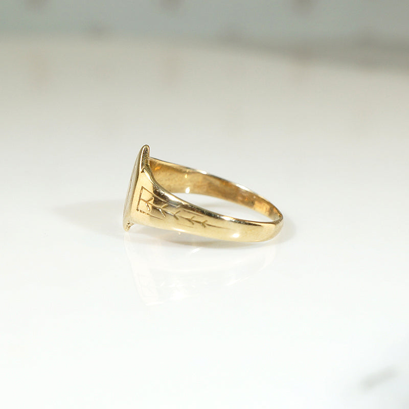 Engraved Arts & Crafts Tiny Signet Ring